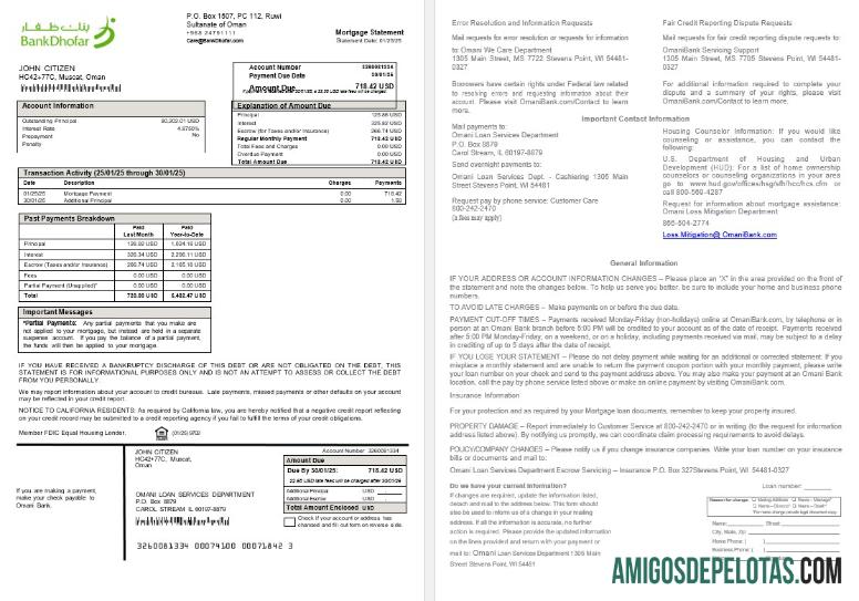 Extrato de hipoteca do Omani Bank Dhofar em formatos Word e PDF baixar para verificação